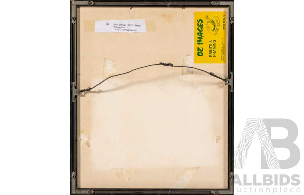 Bill Coleman, (20th Century, Australian, 1922-1993), Untitled - Portrait of a Girl, Wonderful Original Watercolour Study, 34 x 29 cm (frame)