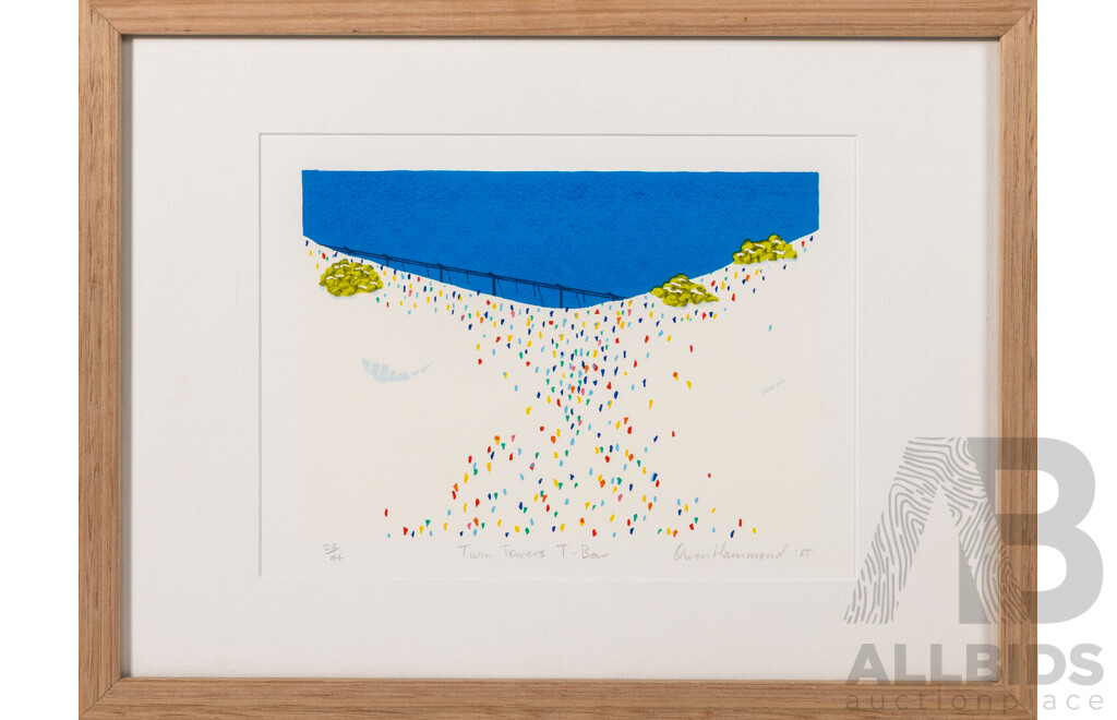 Owen Hammond, (20th Century, Australian), Twin Towers T-Bar (1985), Wonderful Signed and Editioned Original Screenprint, 31 x  41 cm (frame)