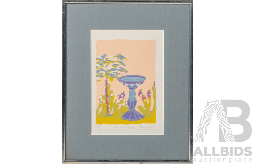 Penny Davis, (20th Century, Australian, 1953-), in The Garden, Tea Time & Afternoon Breeze, Lovely Trio of Signed & Editioned Original Screenprints, 21 x 26 cm & 26 x 21 cm (frames) (3)