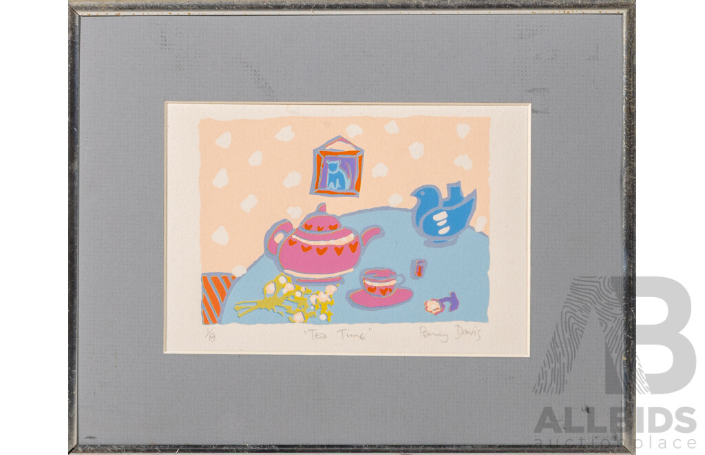 Penny Davis, (20th Century, Australian, 1953-), in The Garden, Tea Time & Afternoon Breeze, Lovely Trio of Signed & Editioned Original Screenprints, 21 x 26 cm & 26 x 21 cm (frames) (3)