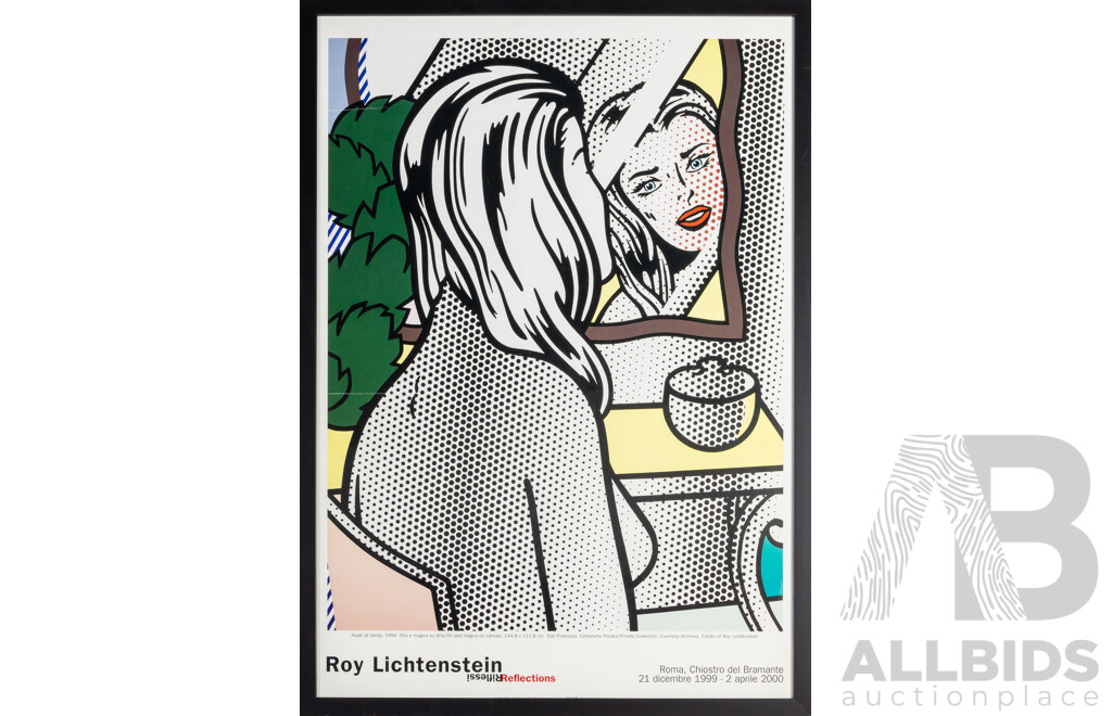 Roy Lichtenstein (20th Century, American), Nude at Vanity (1994), Wonderful Colour Print After Original Oil & Magna on Canvas as Part of Riflessi/Reflections, 1999/2000 Rome, Italy Exhibition, 105H x 75W cm (frame)