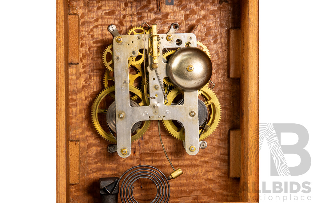 Vintage American Oak Prairie School Clock, Ex Leonard House