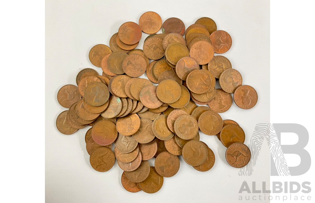 Collection of Australian KGVI/QE2  Pennies, Examples Spanning 1943 to 1964 - Approximately 114 Coins