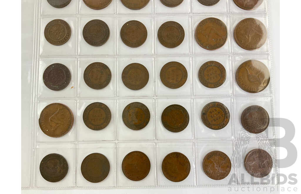 Collection of Australian KGV/KGVI/QE2  Pennies and Half Pennies, Examples Spanning 1911 to 1964 - 42 Coins