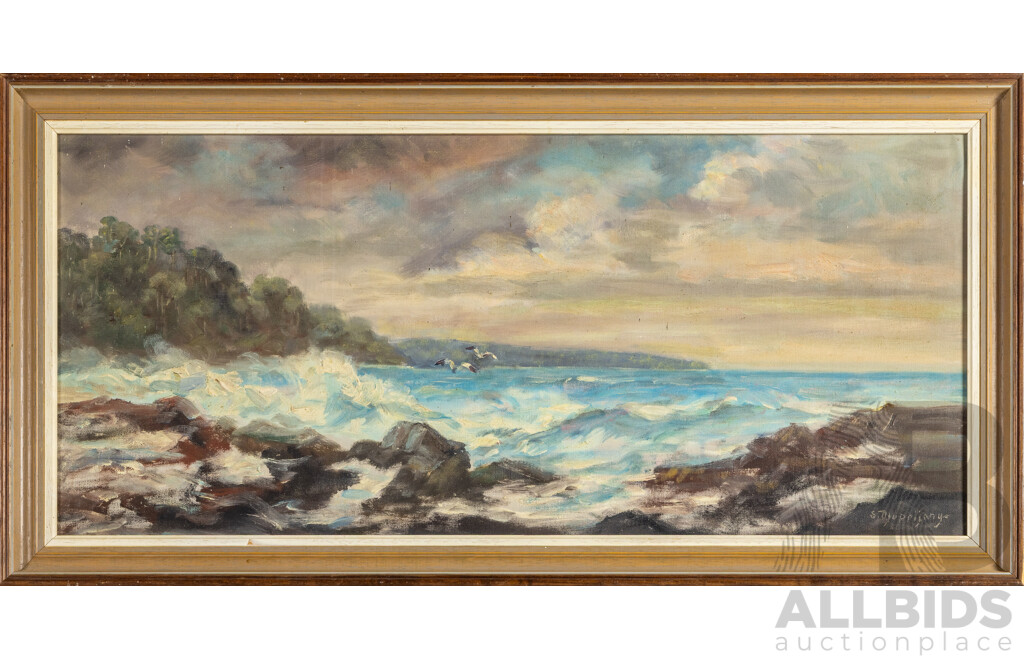 Satria Djuprijany, (20th Century, Indonesian, 1929-), Turbulent Beauty, Original Vintage Oil on Canvas Board, 42H x 84W cm (frame)