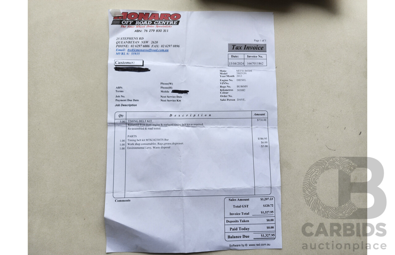 6/2013 Mitsubishi Triton GLX (4x4) MN MY13 Double Cab Utility White 2.5L