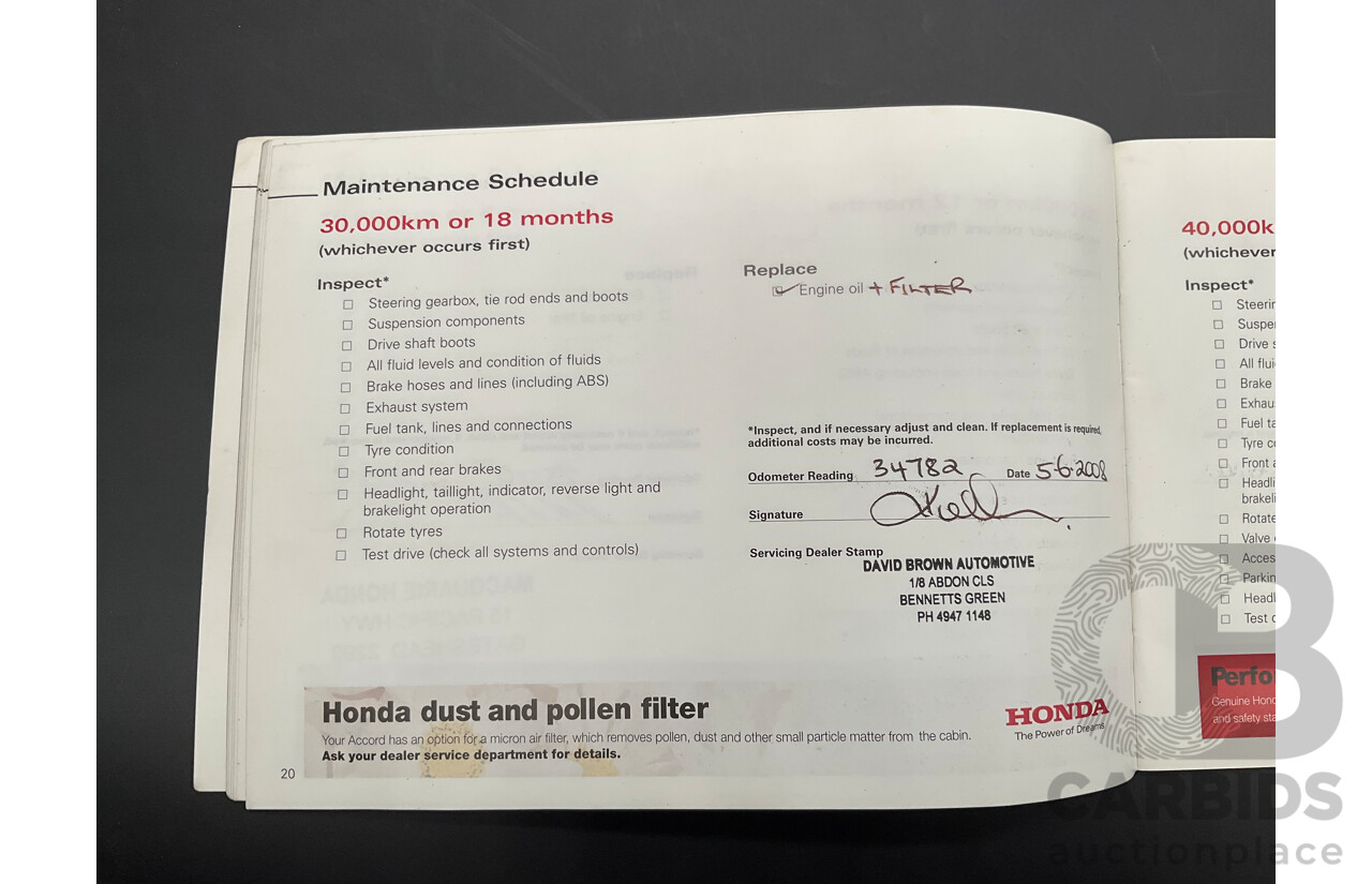 6/2006 Honda Accord V6 Luxury 40 MY06 Upgrade 4d Sedan Silverstone Metallic V6 3.0L