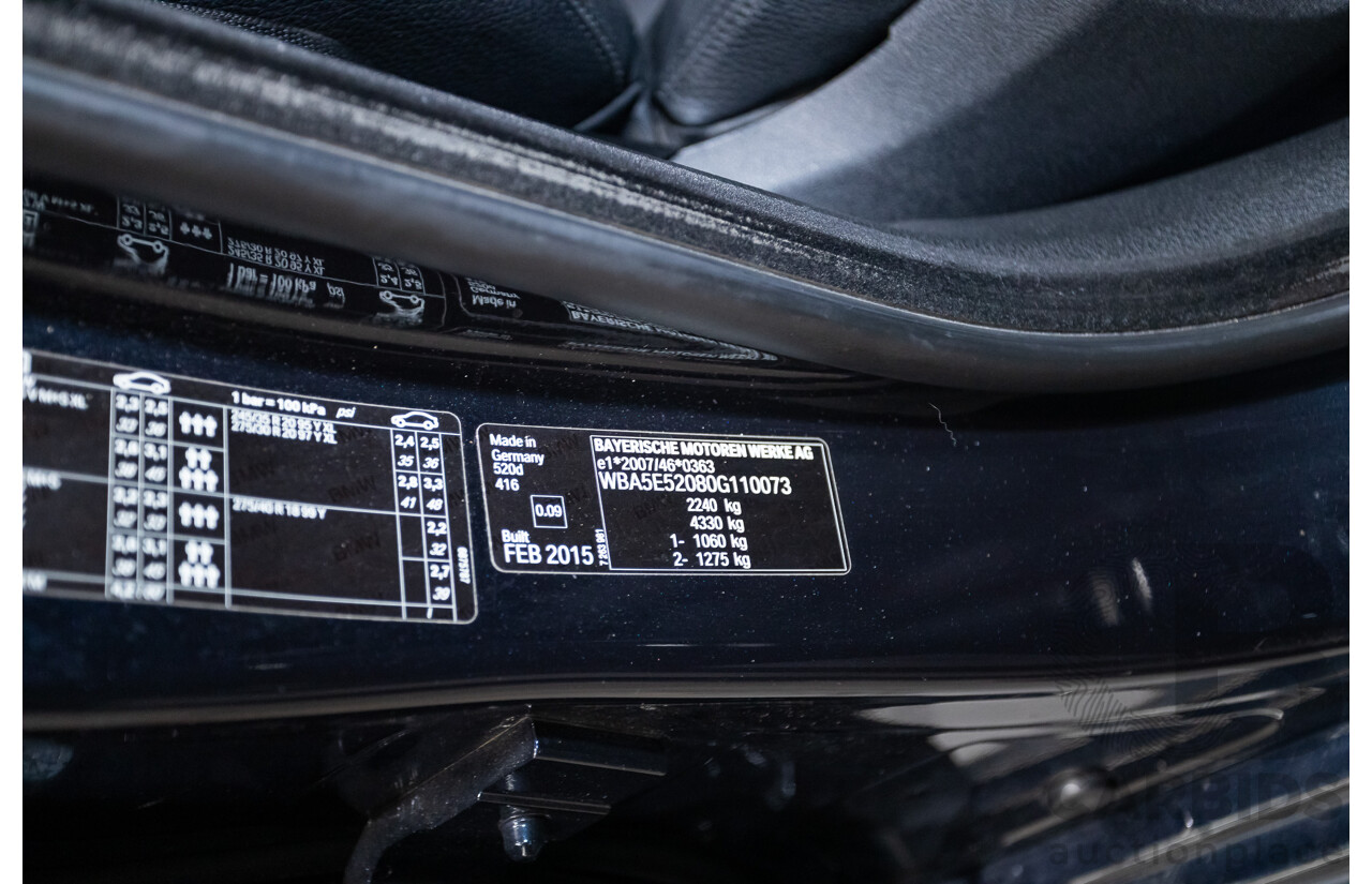 11/2015 BMW 520d M-sport F10 MY15 4D Sedan Carbon Black Turbo Diesel 2.0L