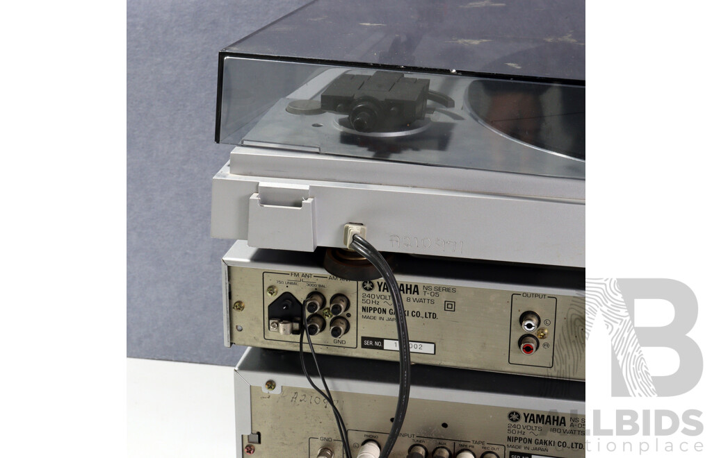Vintage Yamaha Four Piece Component Hi Fi System Comprising P200 Semi Auto Turntable, T 05 Tuner, a 05 Amplifier & K 15 Stereo Cassette Deck