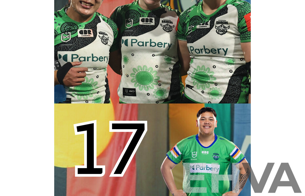17. Kerehitina Matua - Match Worn and Signed Canberra Raiders NRLW 2025 Indigenous Jersey - Proceeds towards Sisters in Spirit Aboriginal Corporation
