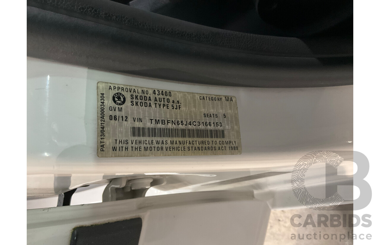 6/2012 Skoda Fabia 77 TSI 5JF MY13 5d Hatchback Candy White Turbo 1.2L