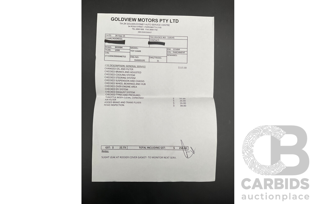 9/1999 Toyota Camry CSi SXV20R 4d Sedan Parchment Metallic 2.2L