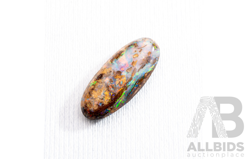 Australian Boulder Opal (QLD) Solid Elongated Oval, 5.25ct