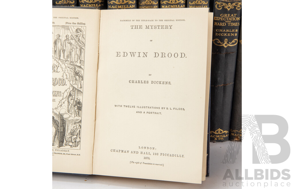 Nineteen Volume Set of Antique Charles Dickens Cloth Treated Hardback Classic Novels, Published Between 1908-1925, (19)