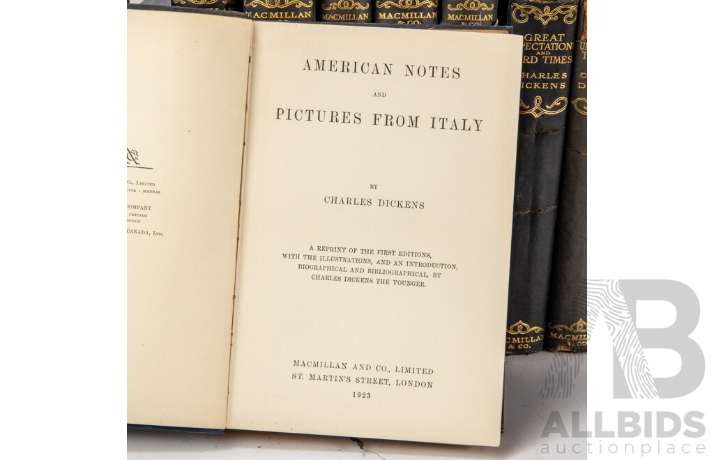 Nineteen Volume Set of Antique Charles Dickens Cloth Treated Hardback Classic Novels, Published Between 1908-1925, (19)