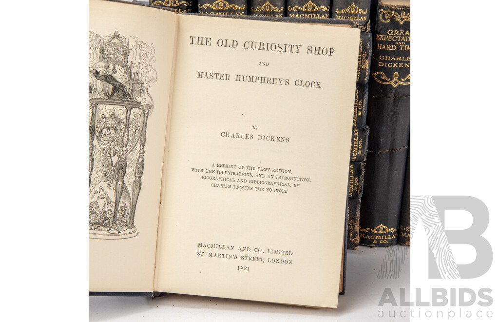 Nineteen Volume Set of Antique Charles Dickens Cloth Treated Hardback Classic Novels, Published Between 1908-1925, (19)