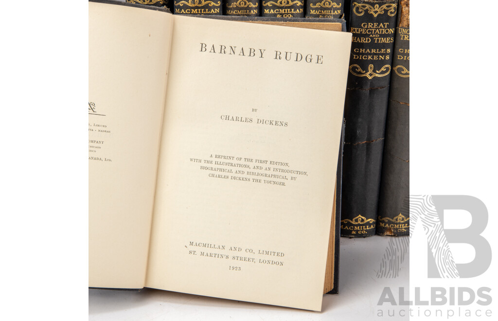Nineteen Volume Set of Antique Charles Dickens Cloth Treated Hardback Classic Novels, Published Between 1908-1925, (19)