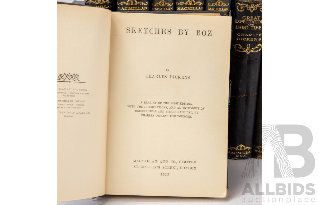 Nineteen Volume Set of Antique Charles Dickens Cloth Treated Hardback Classic Novels, Published Between 1908-1925, (19)