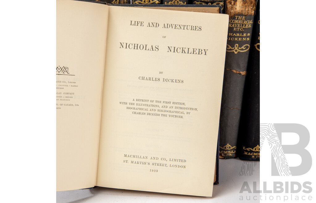 Nineteen Volume Set of Antique Charles Dickens Cloth Treated Hardback Classic Novels, Published Between 1908-1925, (19)