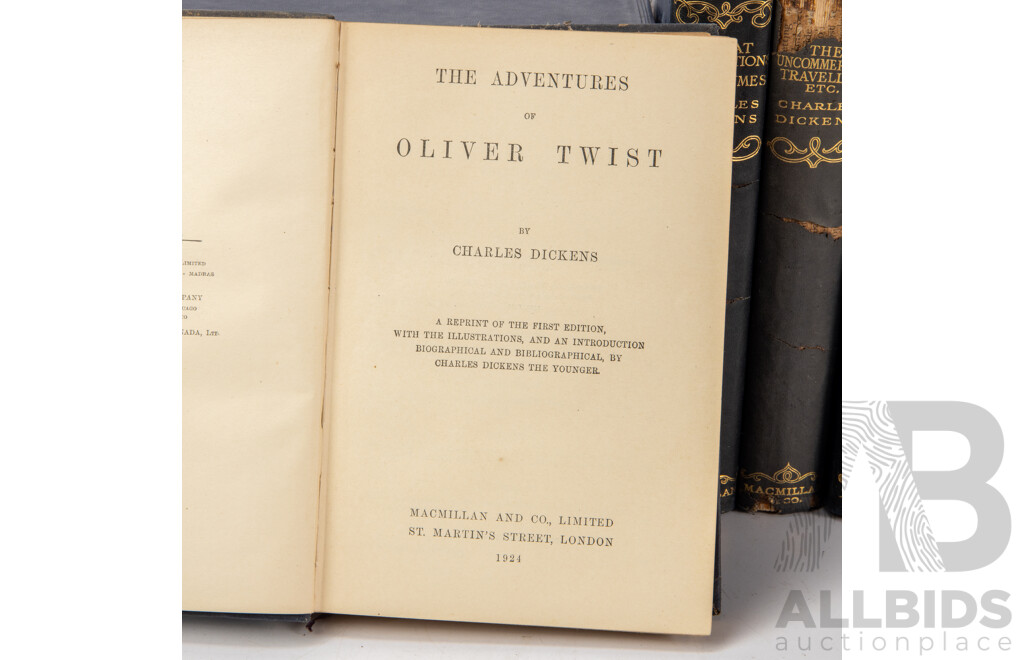 Nineteen Volume Set of Antique Charles Dickens Cloth Treated Hardback Classic Novels, Published Between 1908-1925, (19)