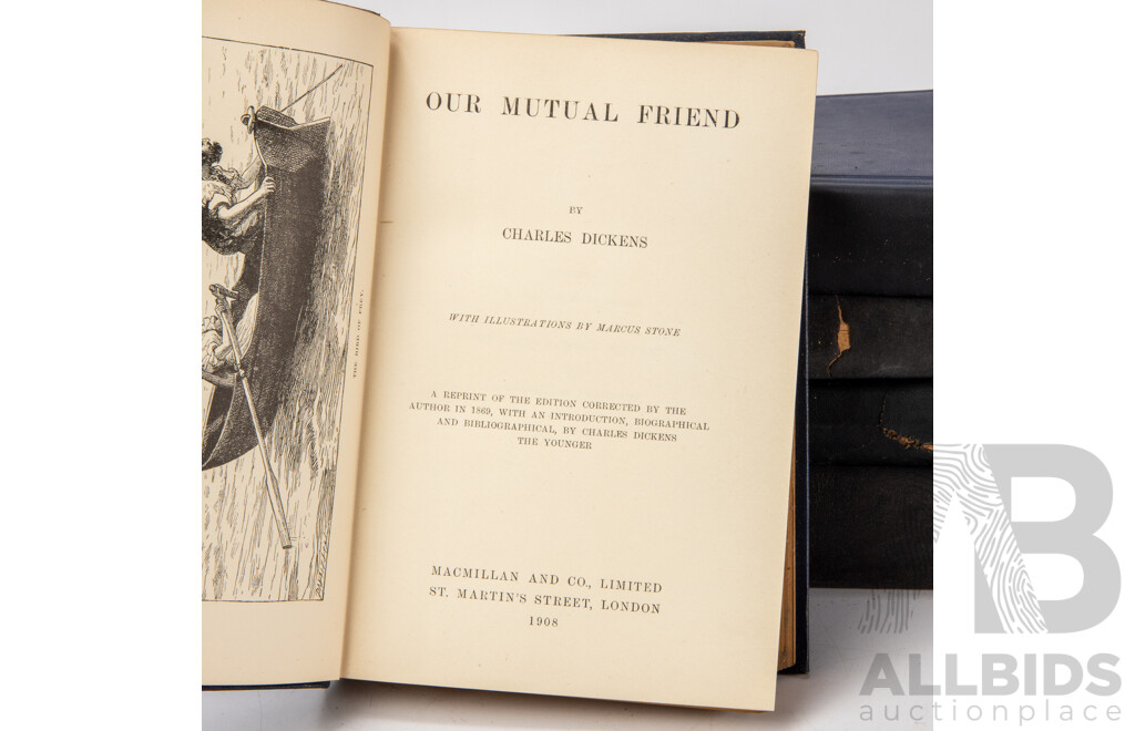 Nineteen Volume Set of Antique Charles Dickens Cloth Treated Hardback Classic Novels, Published Between 1908-1925, (19)