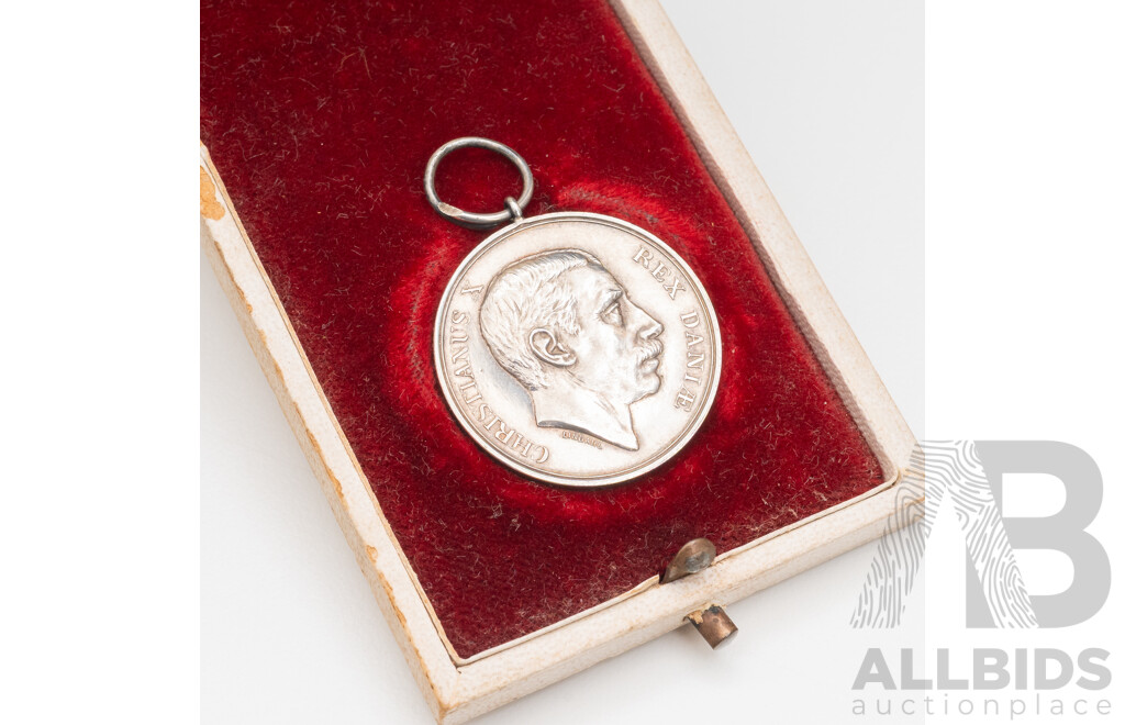 Silver Danish Royal Medal of King Christian X of Denmark - 9.45gms