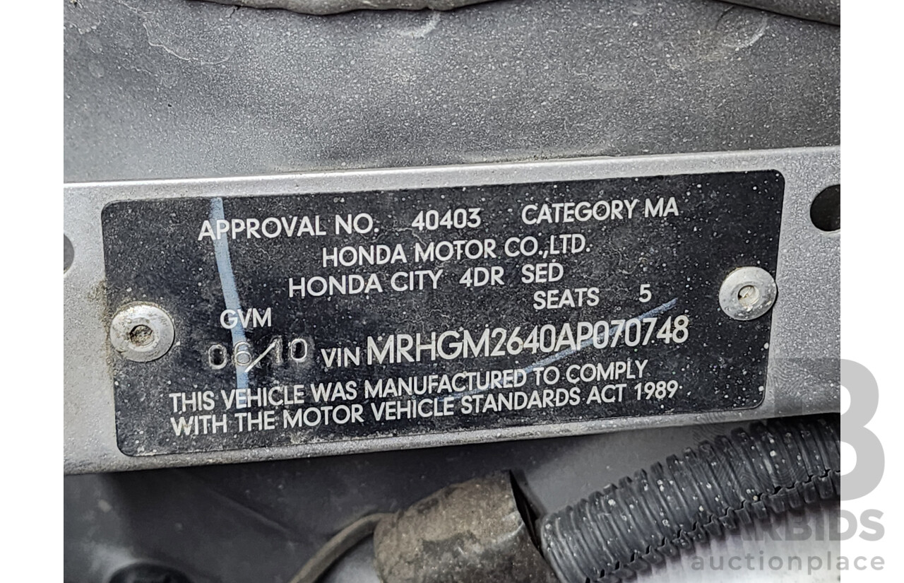 6/2010 Honda City VTi GM 4d Sedan Silver 1.5L