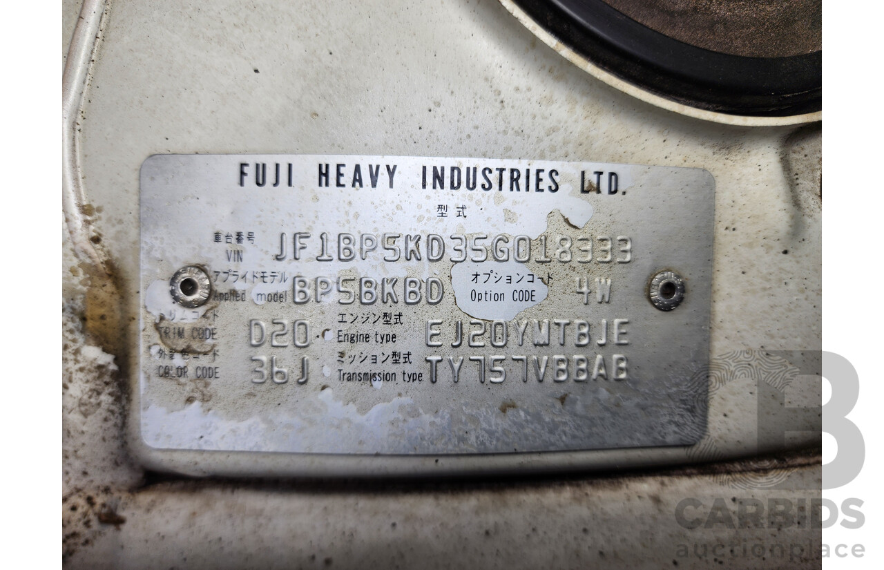 9/2004 Subaru Liberty GT MY05 4d Wagon White 2.0L