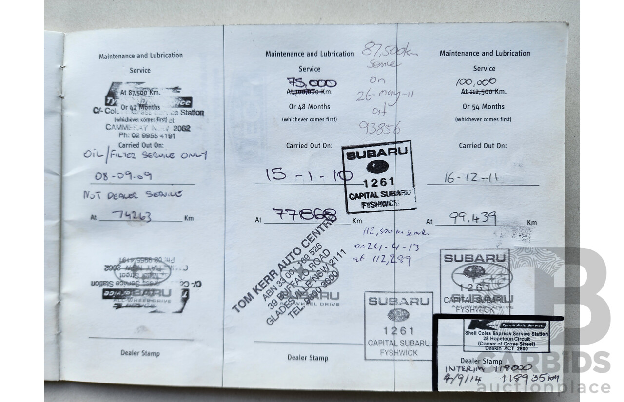 9/2004 Subaru Liberty GT MY05 4d Wagon White 2.0L