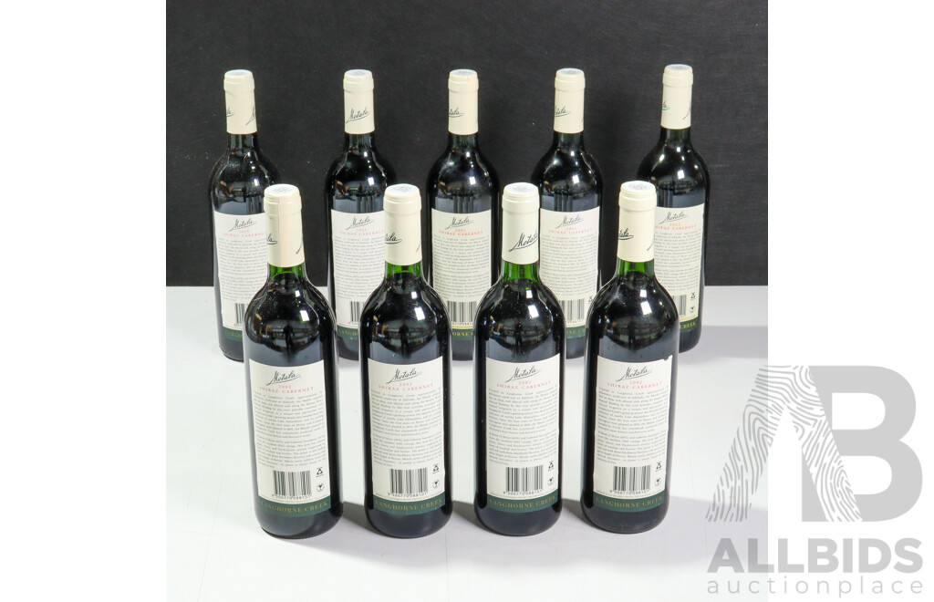 Nine Sealed 750ml Bottles Shiraz Cabernet 2002 Metala Langhorne Creek