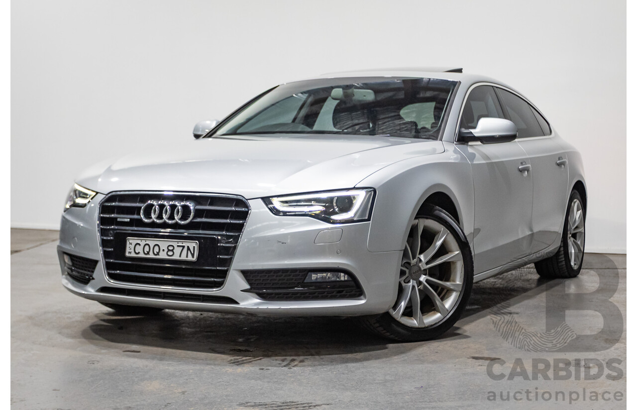 11/2013 Audi A5 Sportback 2.0 TFSI Quattro (AWD) 8T MY13 5d Ice Silver Metallic Turbo 2.0L