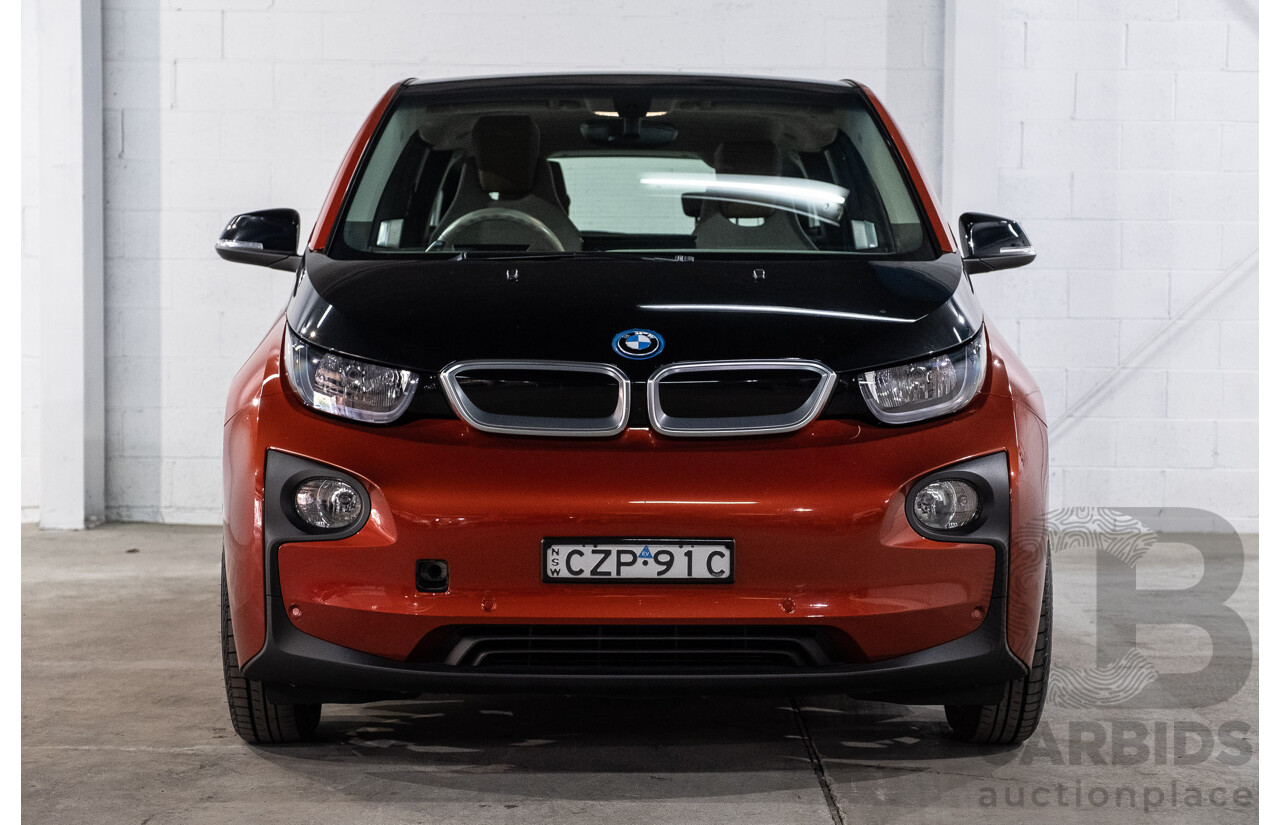 05/2015 BMW i3 REx Hybrid (RWD) IO1 4d Hatchback Solar Orange Metallic/Fluid Black 0.6L - 125kW