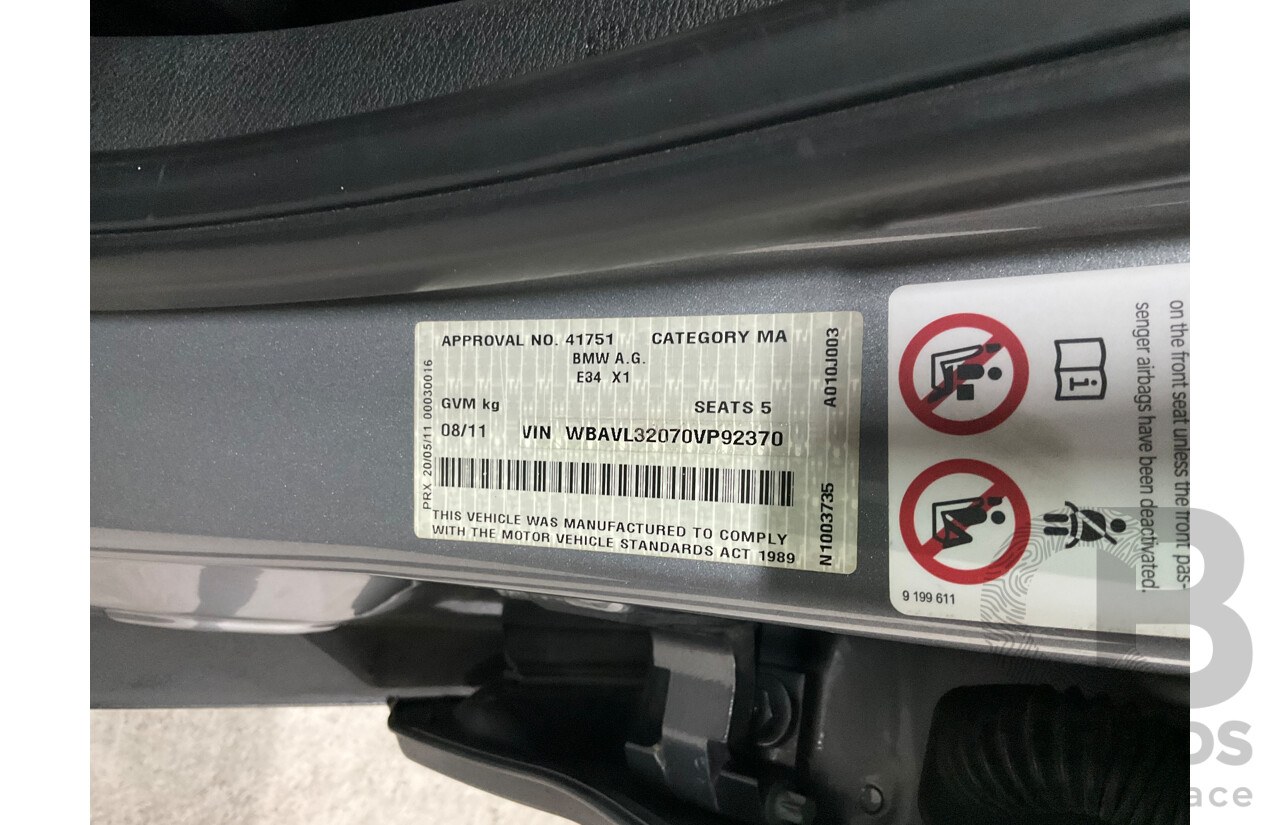 8/2011 BMW X1 Sdrive 18i (RWD) E84 MY11.5 4d Wagon Space Grey Metallic 2.0L