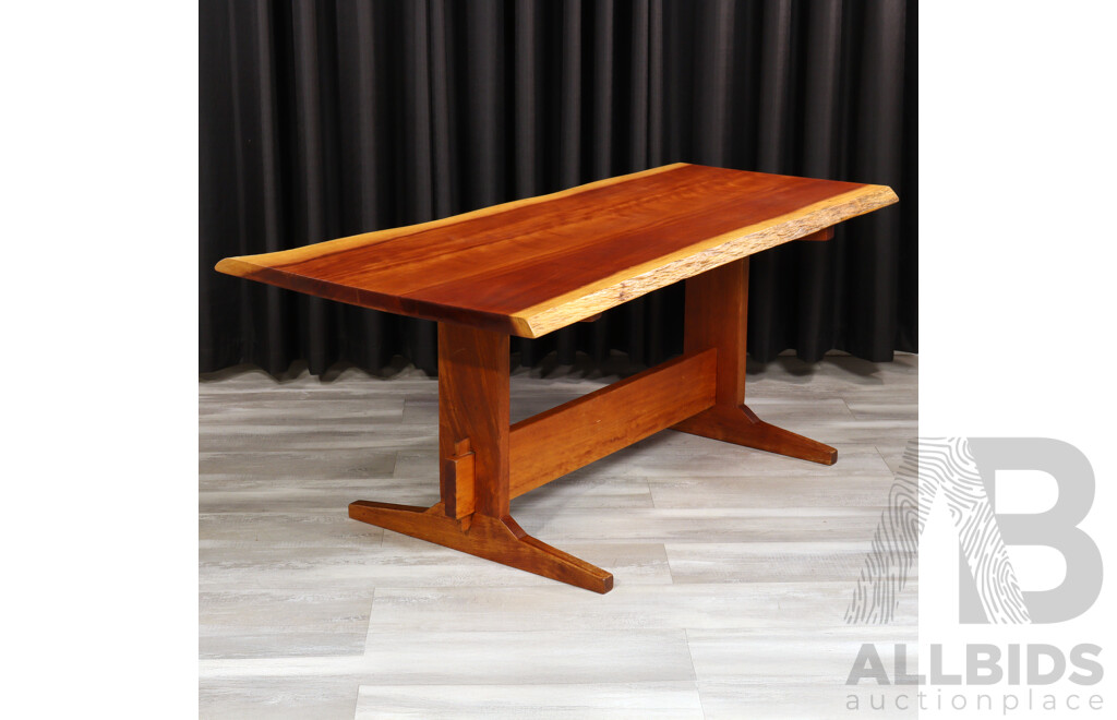 Live Edge Rosewood Dining Table and Six Chairs by Jeremey & Gervase Griffith From Griffith Tablecraft, 1976