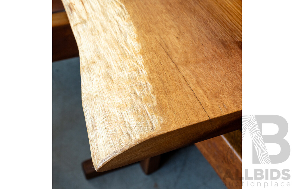 Live Edge Rosewood Dining Table and Six Chairs by Jeremey & Gervase Griffith From Griffith Tablecraft, 1976