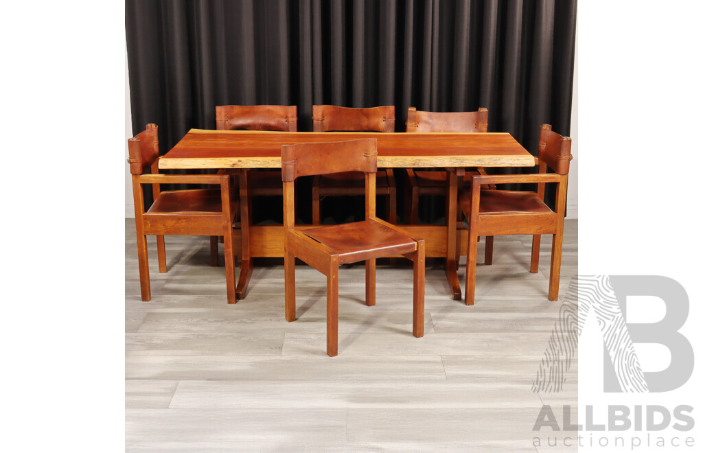 Live Edge Rosewood Dining Table and Six Chairs by Jeremey & Gervase Griffith From Griffith Tablecraft, 1976