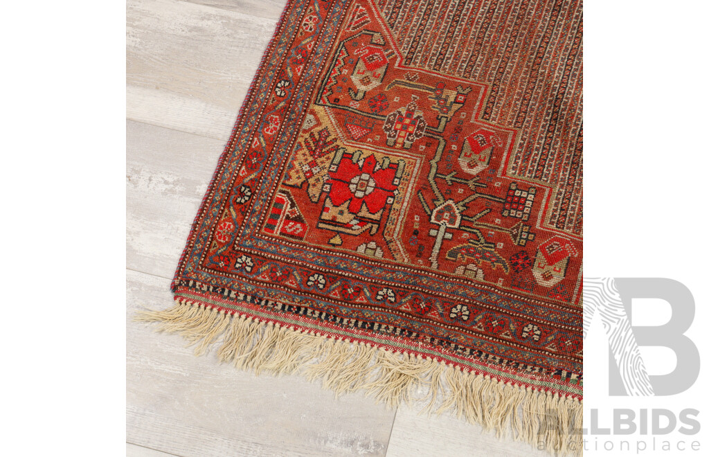 Fantastic Antique Persian Hand Knotted Wool Kahmseh Confederacy Rug, Fars Provence, Southern Persian, with Natural Dyes, Circa 1900s