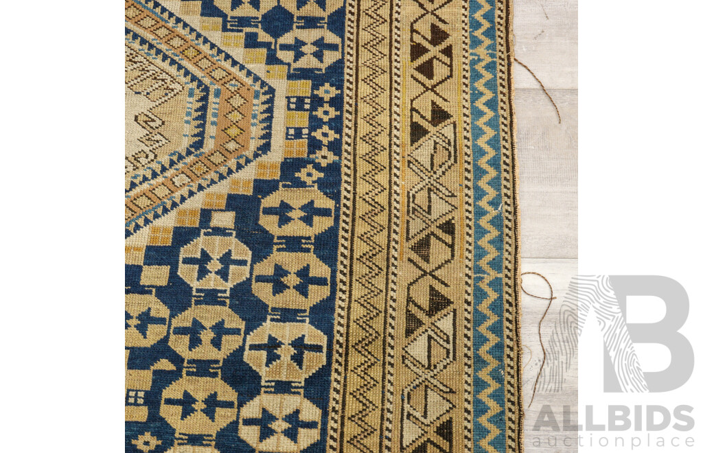 Vintage Hand Knotted Anatolian Wool Rug with Geometric Design