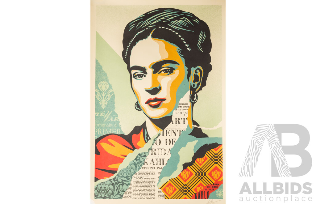 Shepard Fairey, (20th Century, American, 1970), the Woman Who Defeated Pain (Frida Kahlo), Signed and Dated Offset Lithograph, 91 x 61 cm (edge to edge)