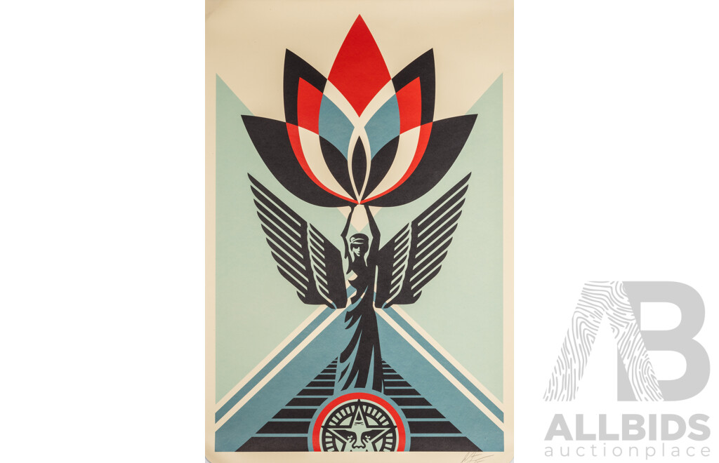 Shepard Fairey, (20th Century, American, 1970), Lotus Angel, Signed and Dated Offset Lithograph, 91 x 61 cm (edge to edge)