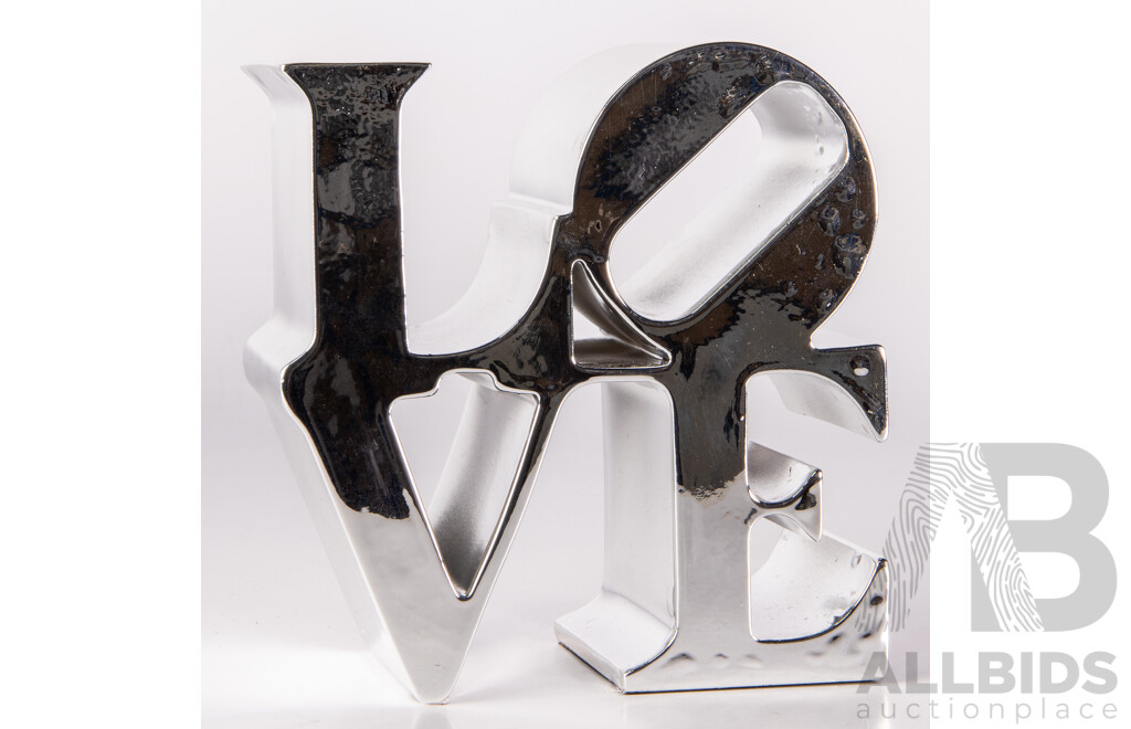 Robert Indiana, (20th Century, American, 1928-2018), LOVE, Limited Edition with COA Painted Polystone Sculpture, 15 x 15 x 7 cm (dimensions)