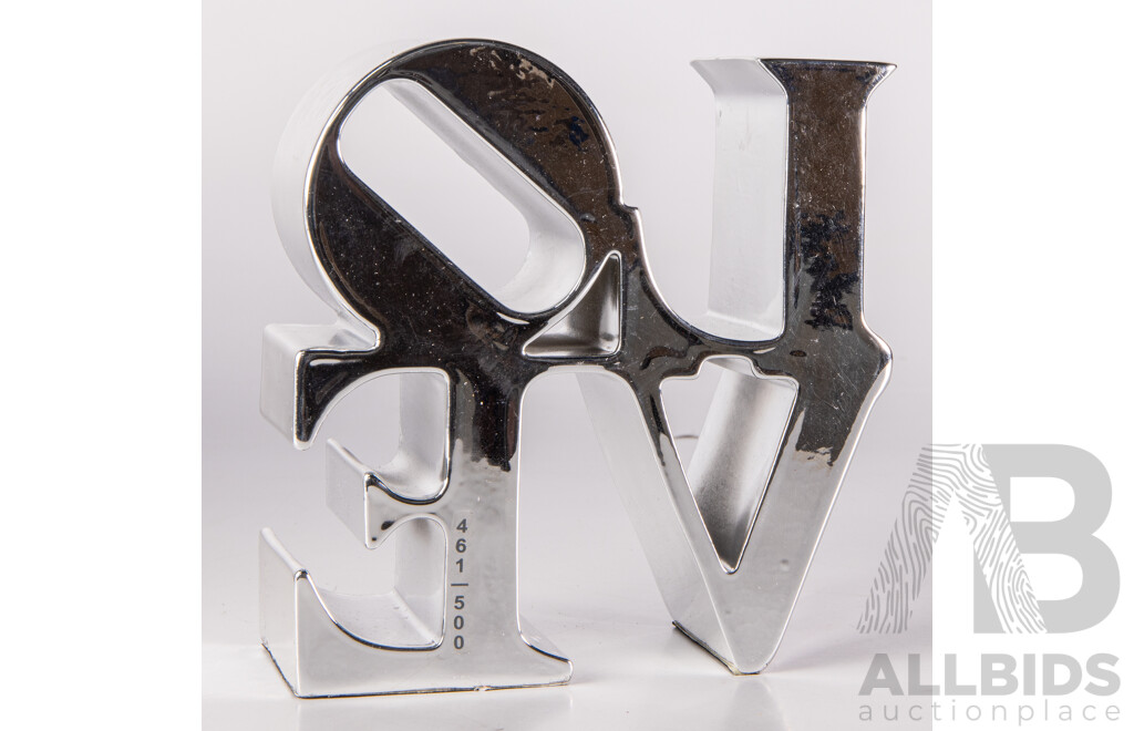 Robert Indiana, (20th Century, American, 1928-2018), LOVE, Limited Edition with COA Painted Polystone Sculpture, 15 x 15 x 7 cm (dimensions)