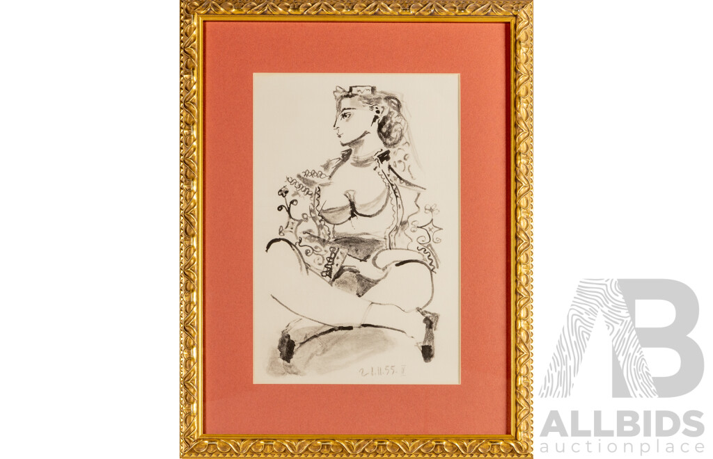 Pablo Picasso (19/20th Centuries, Spanish-French, 1881-1973), Odalisque in Black 21.11.55, II From Carnet De La Californie, Lithograph, 66H X 51W Cm (frame)