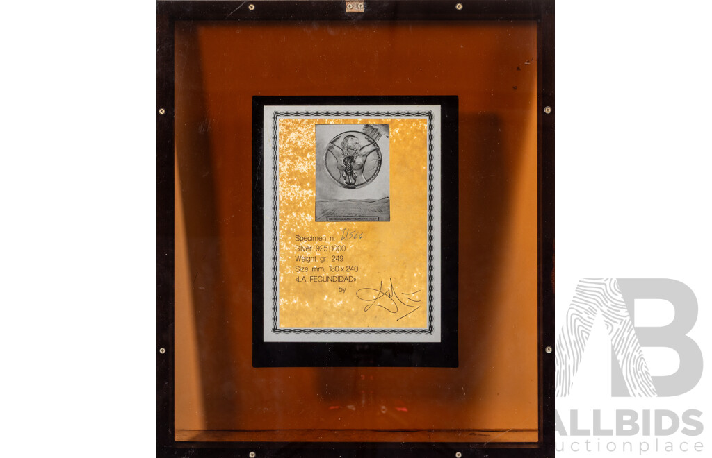 Salvador Dali (20th Century, Spanish, 1904-1989), Le Fecundiad [Fertility], Limited Edition Sterling Silver 925 Relief Plaque, 38 x 33 cm (frame)