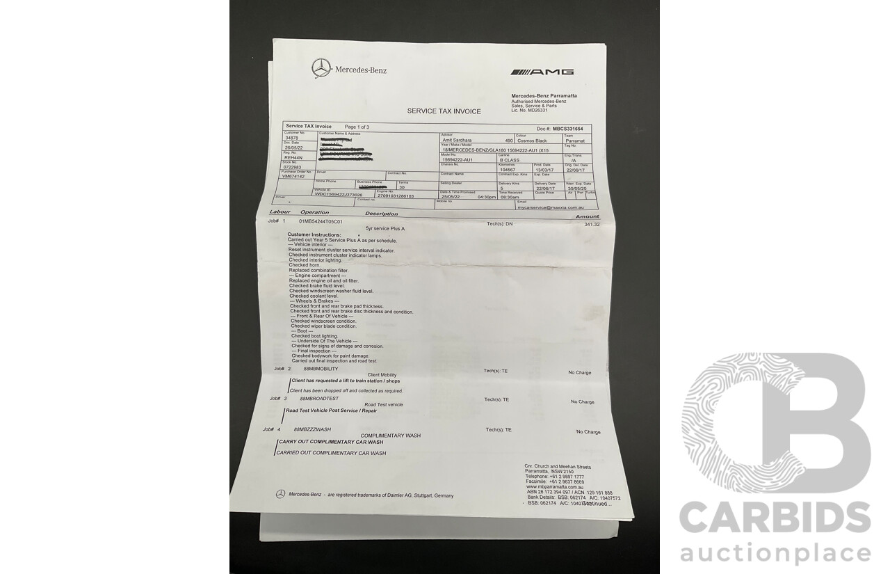 05/2017 Mercedes-Benz GLA 180 (FWD) X156 MY17.5 4d Wagon Cosmos Black Turbo 1.6L