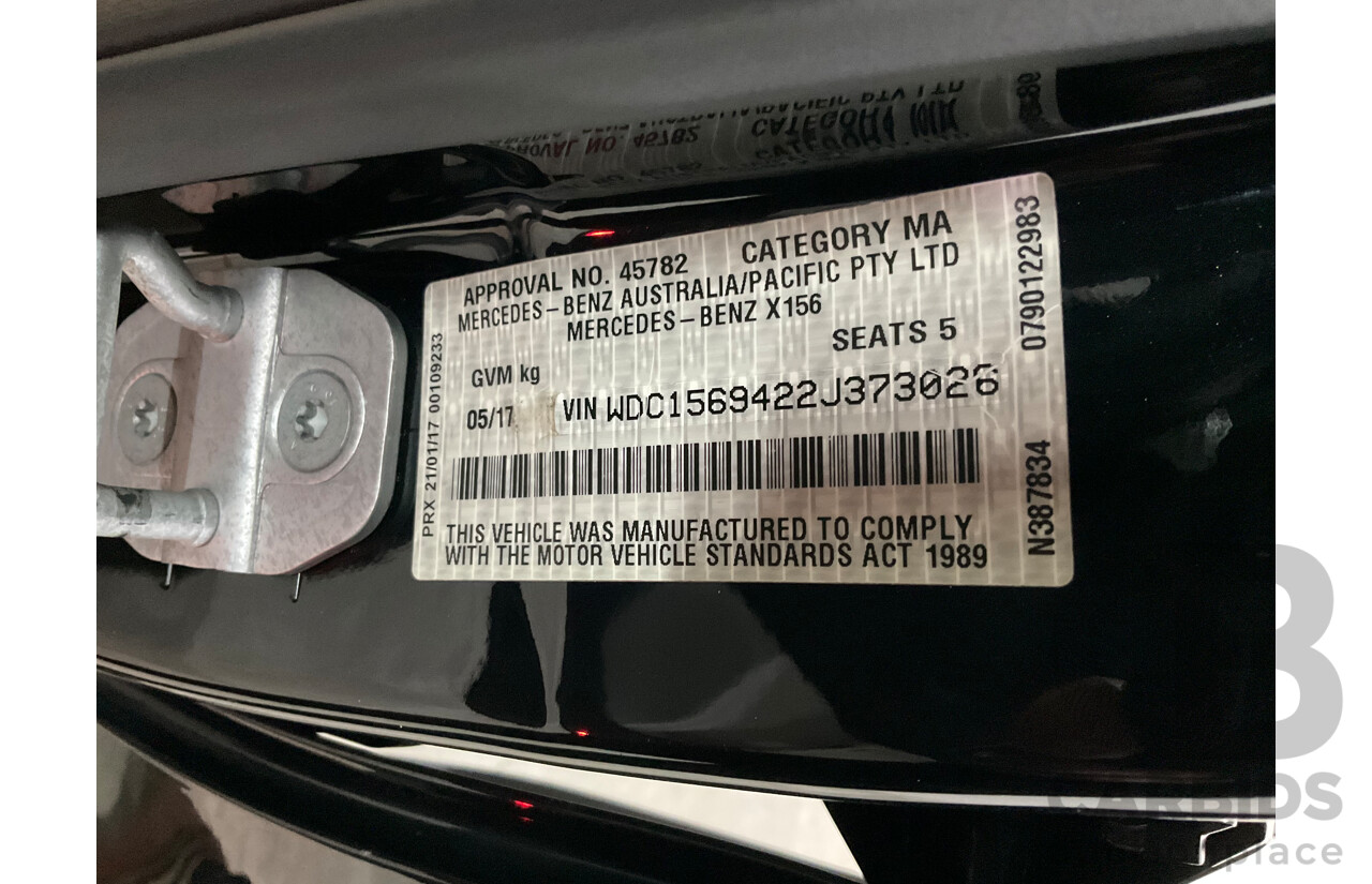 05/2017 Mercedes-Benz GLA 180 (FWD) X156 MY17.5 4d Wagon Cosmos Black Turbo 1.6L