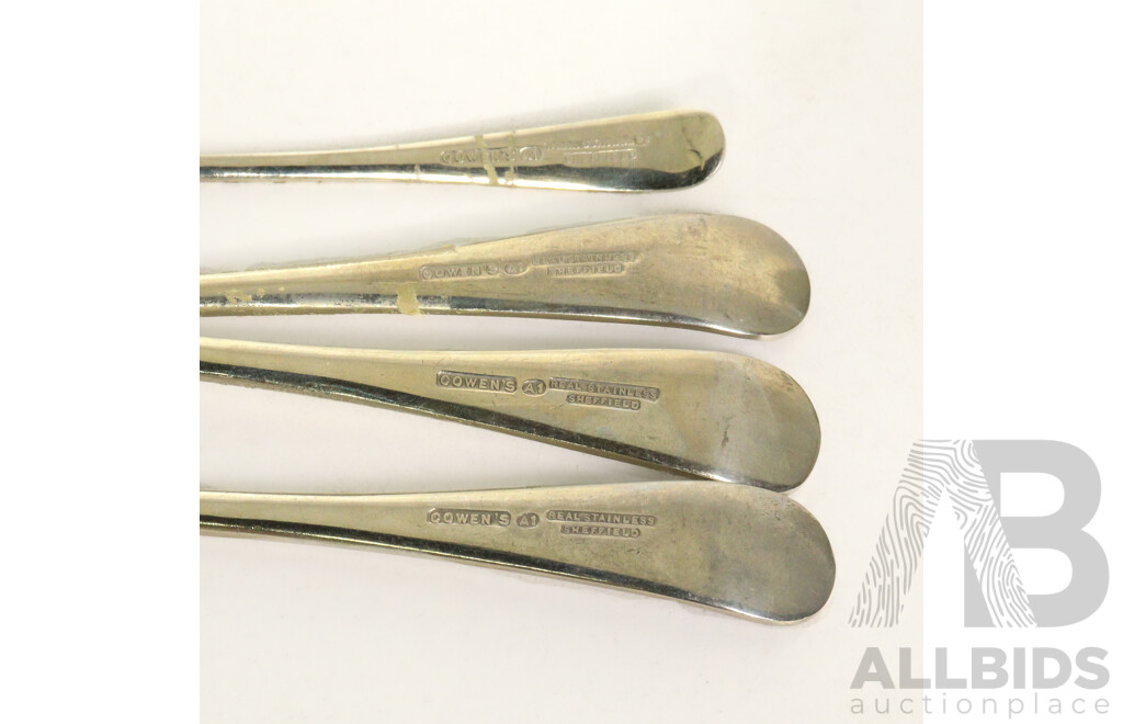 Vintage Cowan's Stainless Steel Forks and Spoons with Two Silver Tone Necklaces