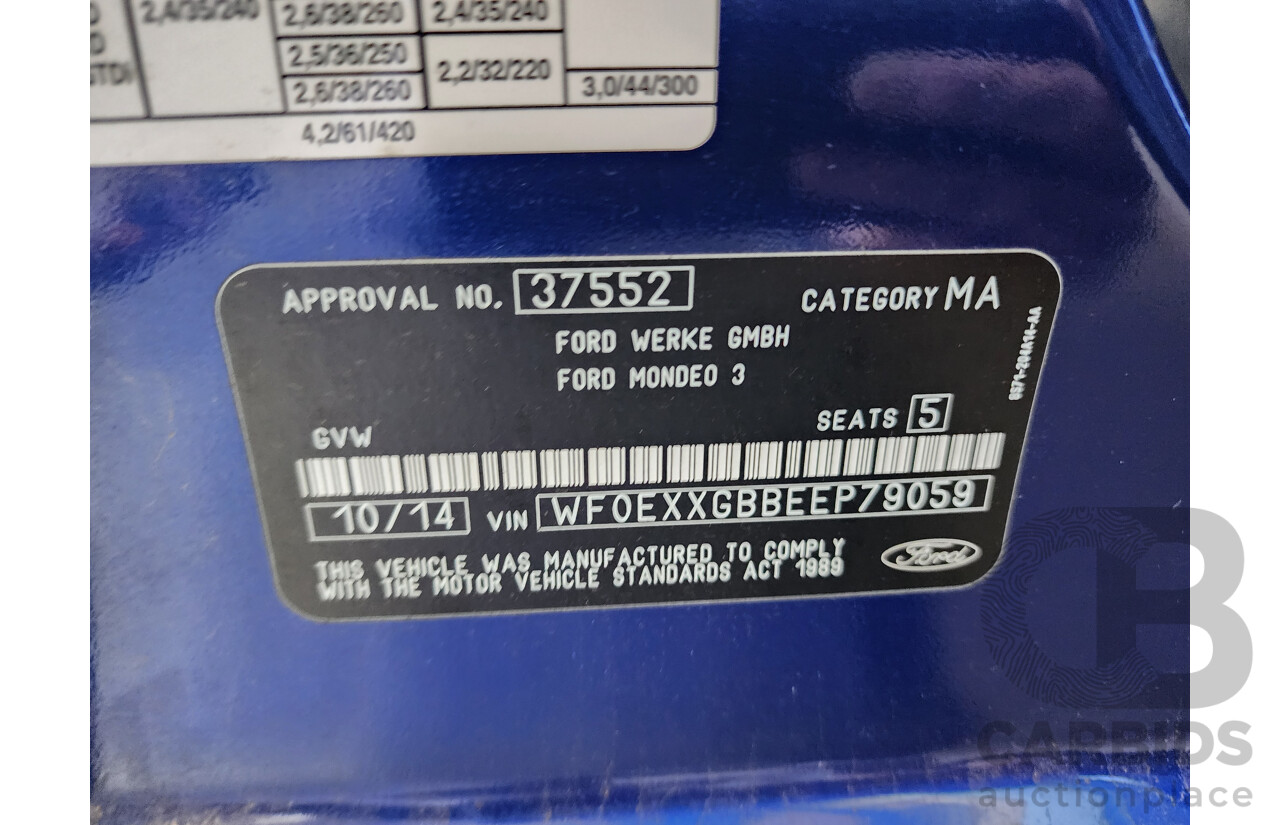 10/2014 Ford Mondeo LX MC 5d Hatchback Blue 2.3L