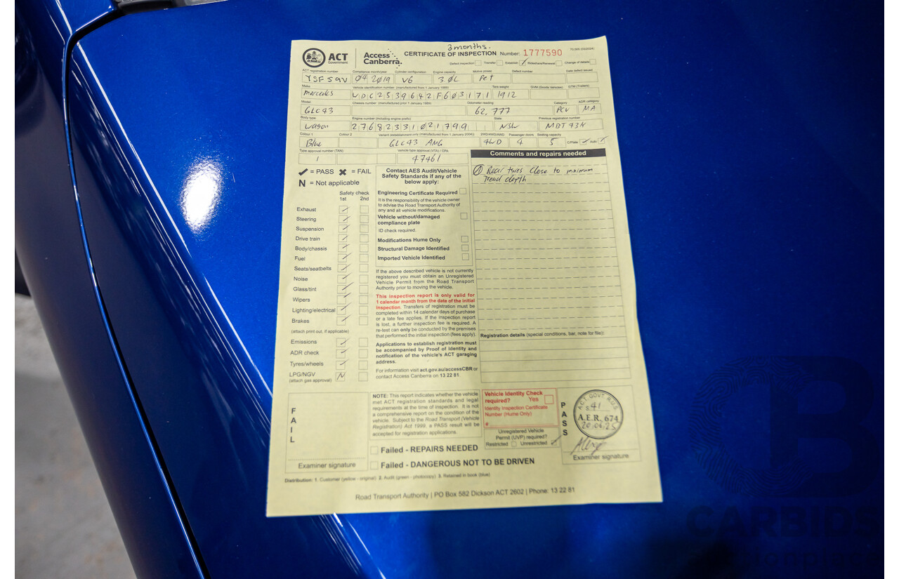 04/2019 Mercedes Benz GLC43 AMG (AWD) X253 MY19 4d Wagon Brilliant Blue Metallic Twin Turbo V6 3.0L