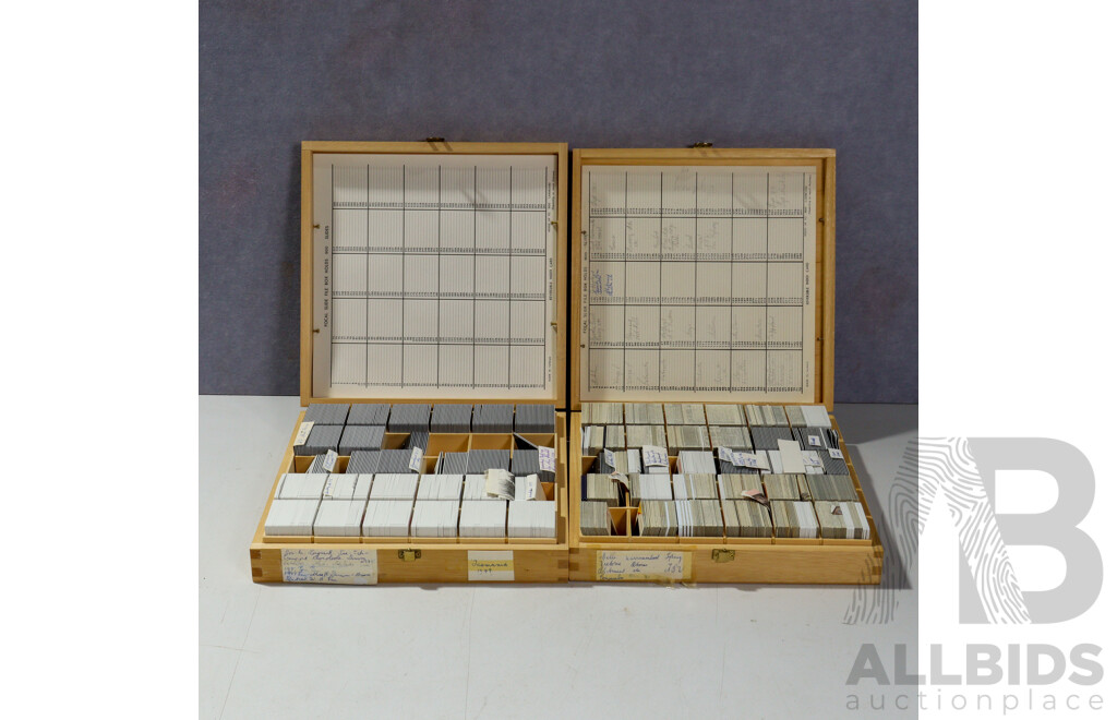 Good Collection Five Wooden Cases Slides, Mostly 1980s to 1990s of Australian & International Interest Including  Europe, Melbourne, Sydney, Tasmania and More